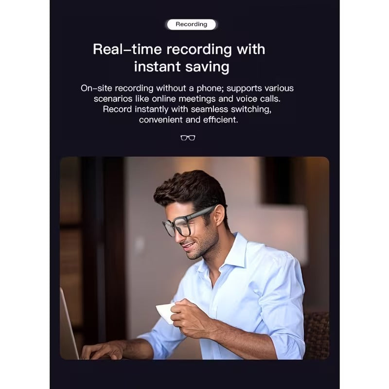 Camera Smart Glasses | AI Smart Glasses With Real-Time Translation & Object Recognition | Open-Ear Audio.