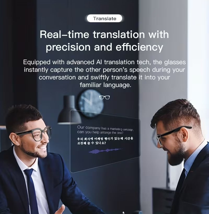 Camera Smart Glasses | AI Smart Glasses With Real-Time Translation & Object Recognition | Open-Ear Audio.